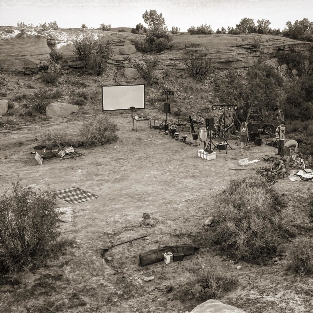 A rave setup in the desert near Moab.